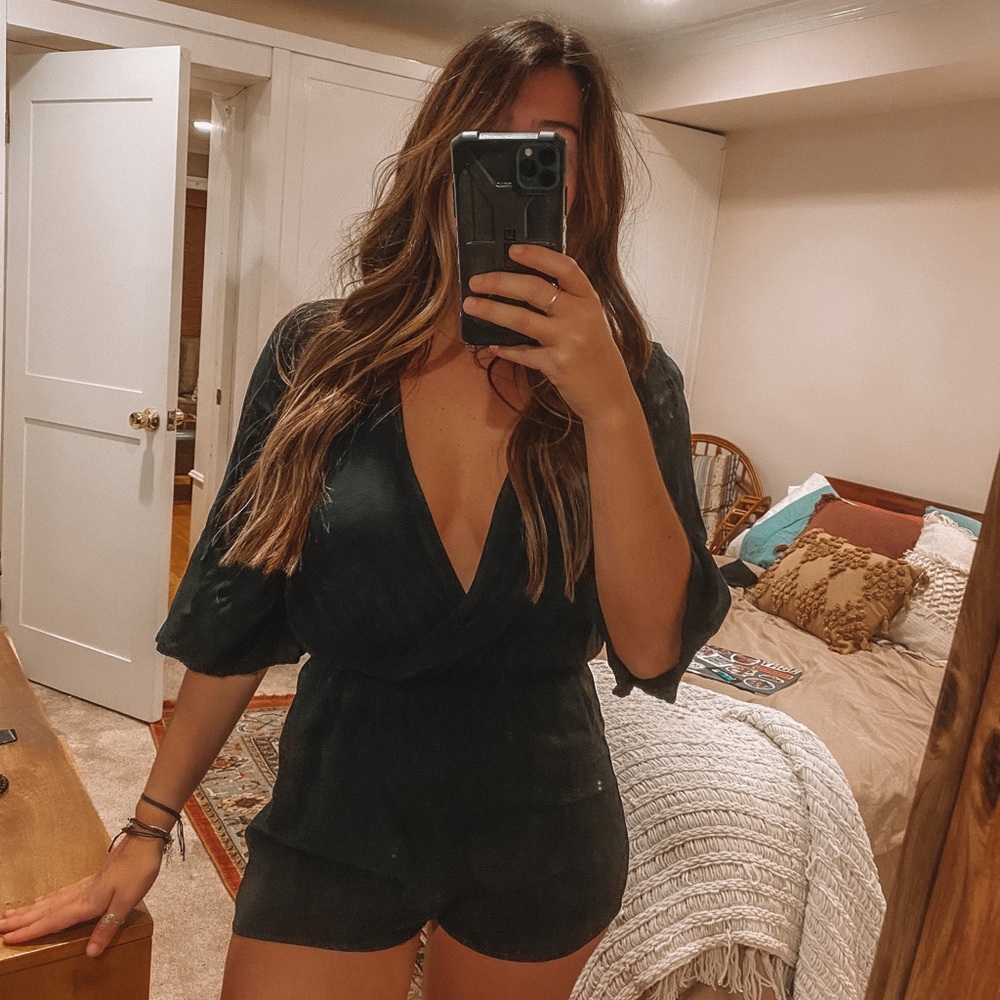 Black low cut romper